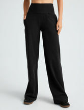 black high-waisted 29" inseam pants with pockets.